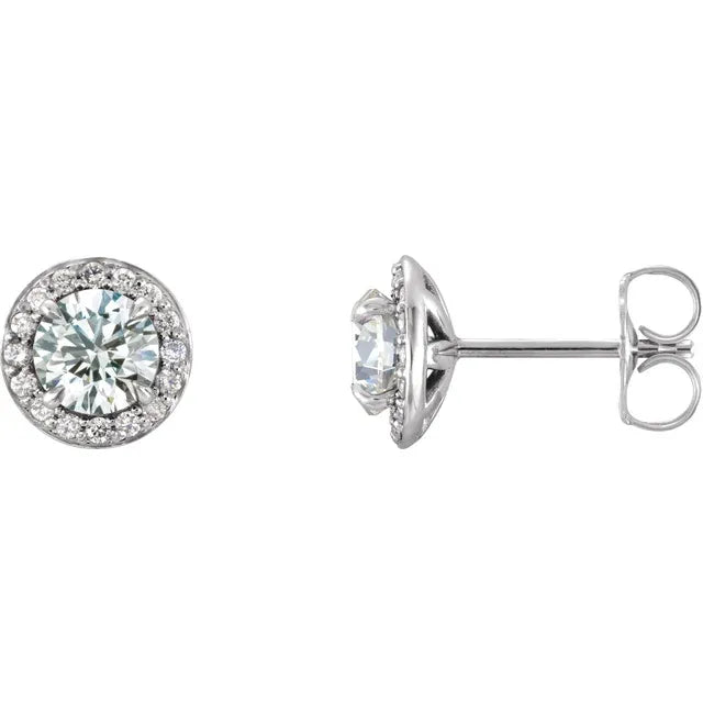 1/8 Carat Natural Diamond 14K White Gold Stud Earrings, with natural Diamond Birthstone 