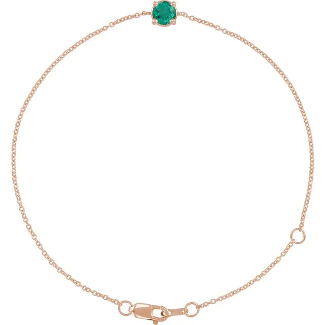 Emerald bracelet for women 14k Rose Gold