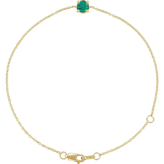 Emerald bracelet for women 14k Yellow Gold