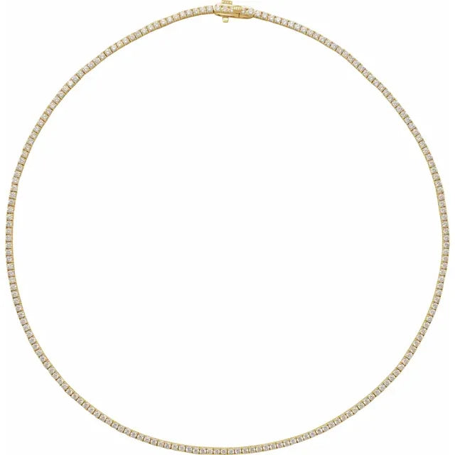 Diamond necklace on yellow gold 