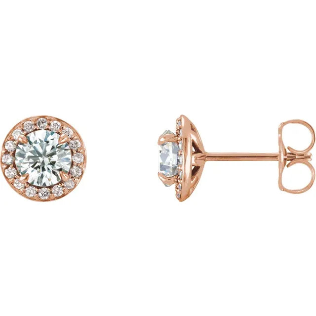 1/8 Carat Natural Diamond 14K Rose Gold Stud Earrings, with natural Diamond birthstone