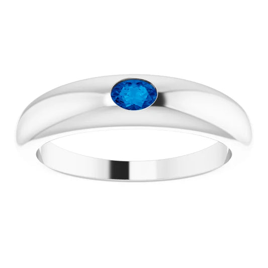 blue sapphire ring 14K White gold