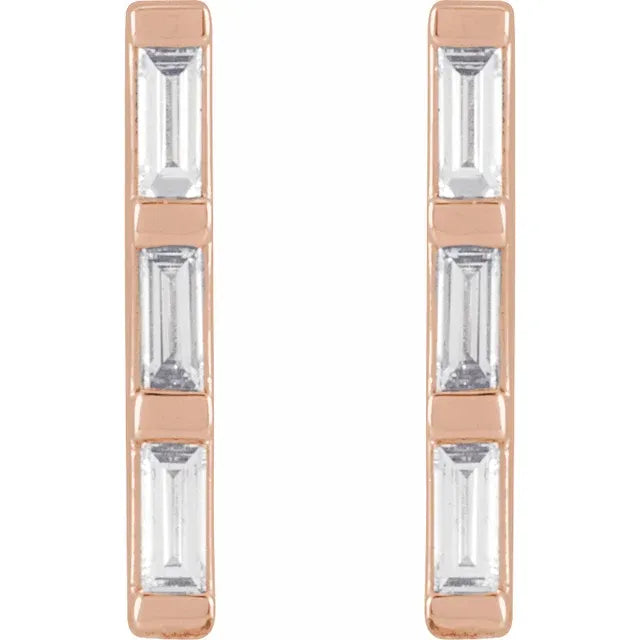 1/8 women diamond earring 14k rose gold showing post