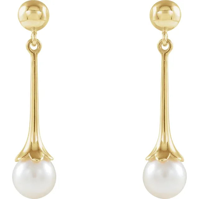 Pearl Earrings Yellow gold front picture 