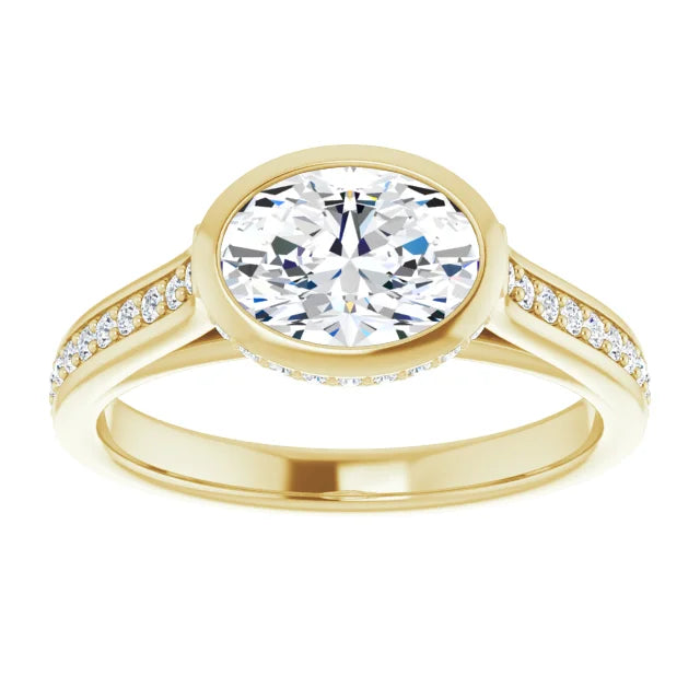 1 1/4 CTW East west Hidden Halo Oval Diamond Engagement Ring 