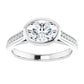 1 1/4 CTW East west Hidden Halo Oval Diamond Engagement Ring Set with accented Shank set in white gold or platinum 