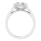 1 1/4 CTW East west Hidden Halo Oval Diamond Engagement Ring Set with accented Shank in white gold showing under gallery 