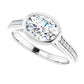 Sideway Picture for 1 1/4 CTW East west Hidden Halo Oval Diamond Engagement Ring Set with accented Shank Set in White gold or platinum 