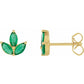 emerald women stud earrings 14k yellow gold earrings