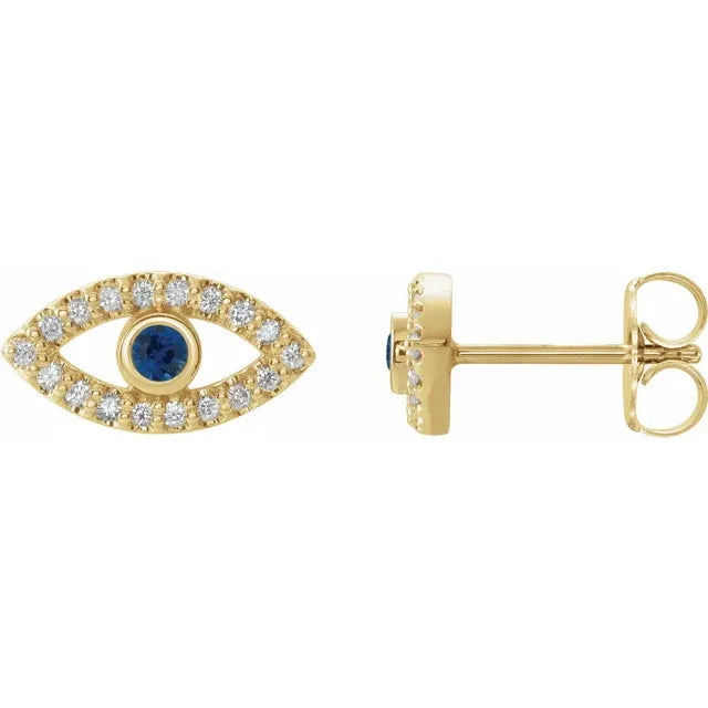 women stud earrings yellow gold blue sapphire 