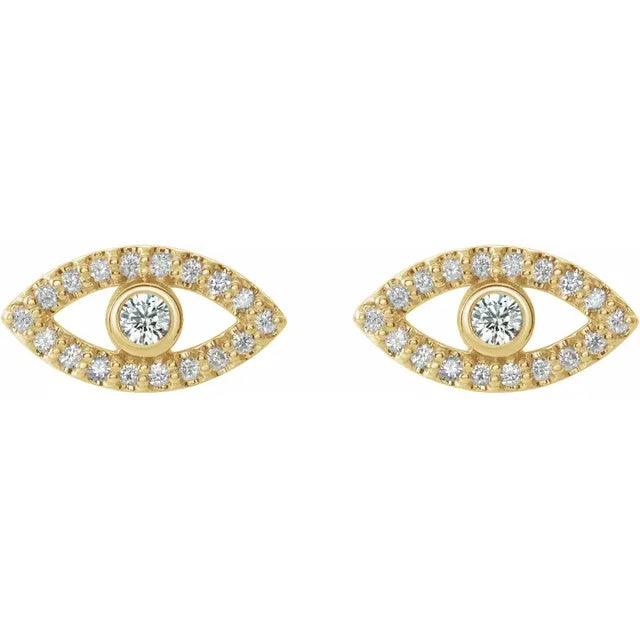 women stud earrings yellow gold white sapphire eye picture 