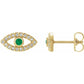 women stud earrings yellow gold emerald 