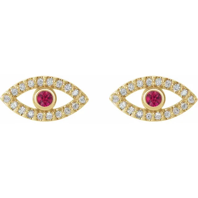 women stud earrings yellow gold ruby 