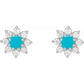 Platinum Diamond Flower Turquoise Earrings for women Details