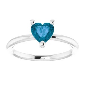 heart shape solitaire ring - London Blue Topaz Ring 4X4 MM Details 