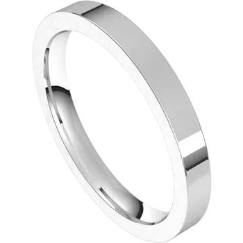 Flat Women Wedding band 14K White Gold