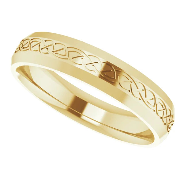 flipped 14k Yellow men gold wedding band