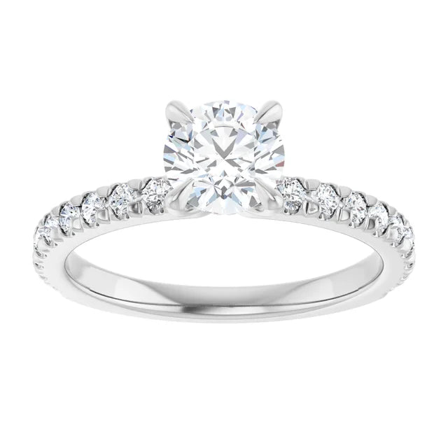 1 CTW French-Set Diamond Engagement Ring 