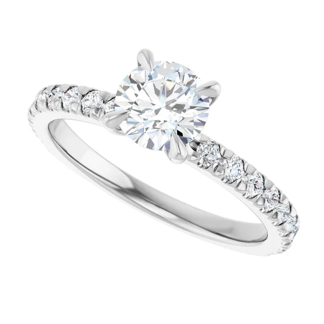 French-Set Diamond Engagement Ring Platinum 