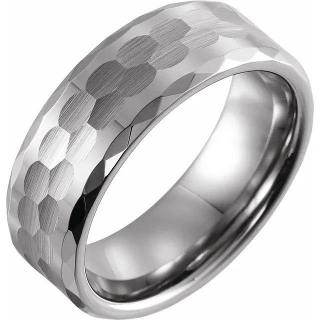 Tungsten Faceted 8 mm Men Band