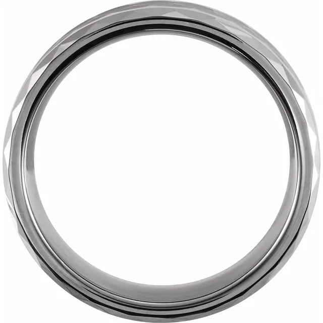 Tungsten Faceted 8 mm Men Band