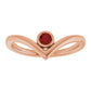 White gold Bezel Set Mozambique Birthstone V Ring 