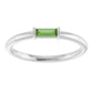 baguette engagement ring for women Green Tourmaline White Gold