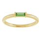 baguette engagement ring for women Green Tourmaline Yellow Gold