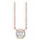 Hidden Halo Natural Diamond Necklace 14K Rose Gold