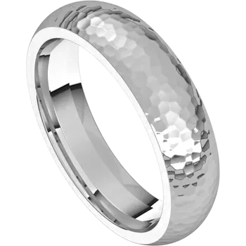 Men Platinum ring 5 MM Hammer finish