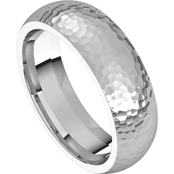 Men Platinum wedding band 6 MM Hammer finish