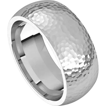 men silver ring, men ring hammer finish gray background