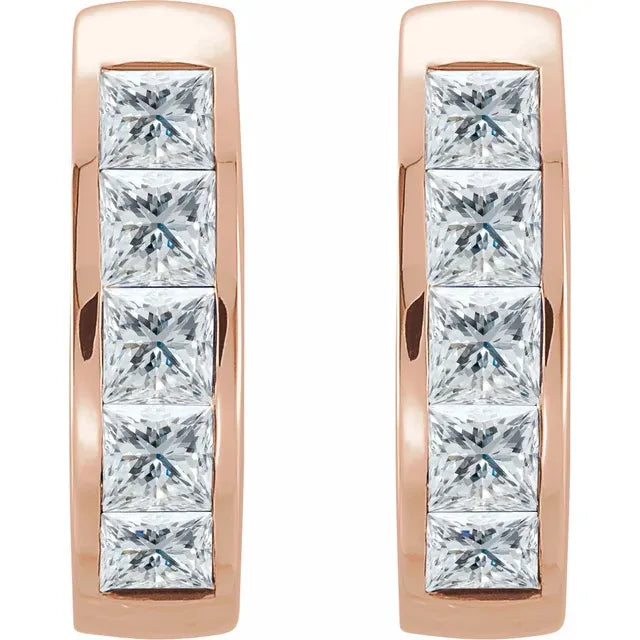 14K rose Gold Diamond hoop earrings for women Details