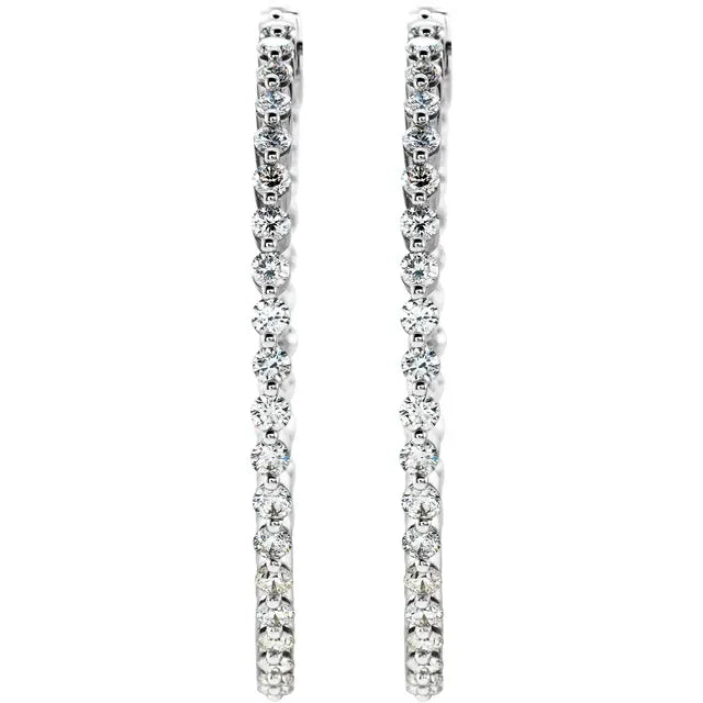 3 CTW Natural Diamond Hoop Earrings front