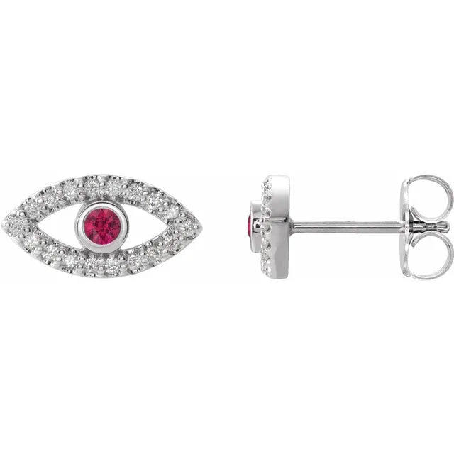 women stud earrings white gold Ruby