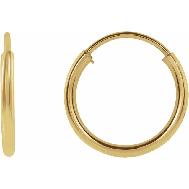 14k Gold Hoop Earrings yellow gold 10 MM