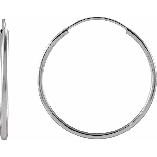 14k Gold Hoop Earrings White gold 20 MM
