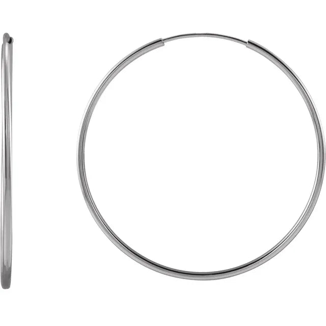 14k Gold Hoop Earrings White gold 30 MM