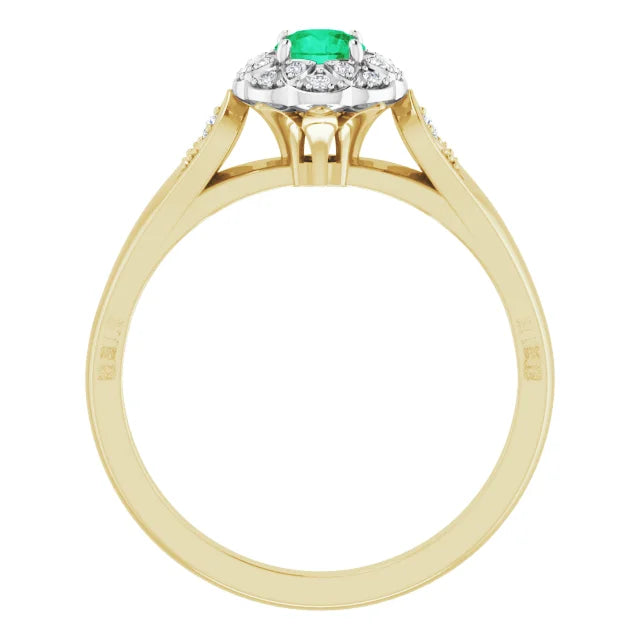 yellow & White Gold Emerald engagement  Ring