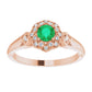 emerald engagement ring 14K Rose Gold Details