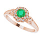 emerald engagement ring on 14k Rose Gold