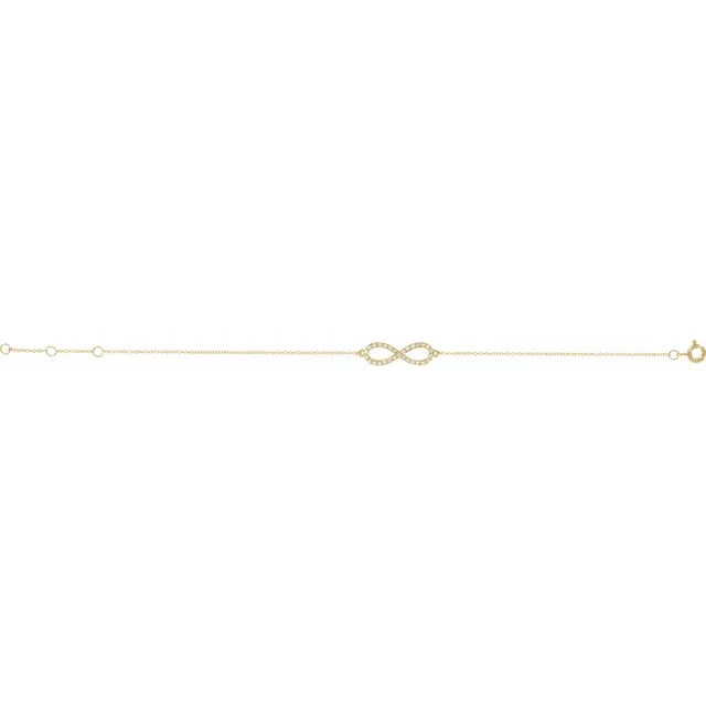 Infinity Diamond Bracelet 14K Yellow Gold Side Picture