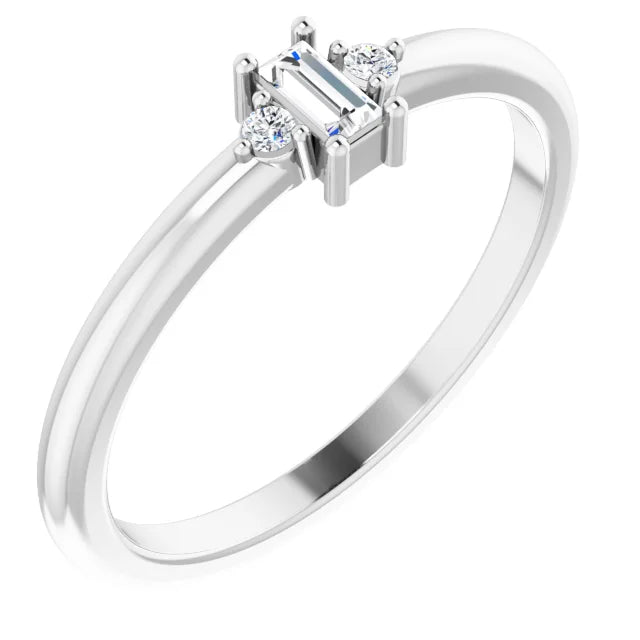 Stackable Diamond engagement ring 14K White Gold