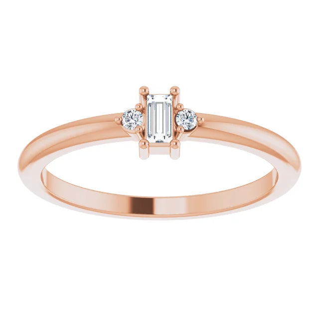 Stackable Diamond engagement ring 14K Rose Gold details