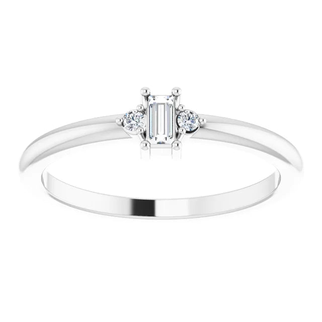 Stackable Diamond engagement ring 14K White Gold Details 