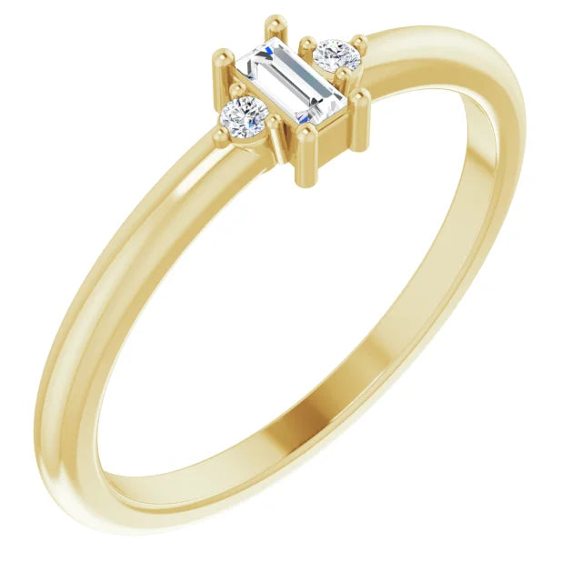 Stackable Diamond engagement ring 14K Yellow Gold Flipped picture