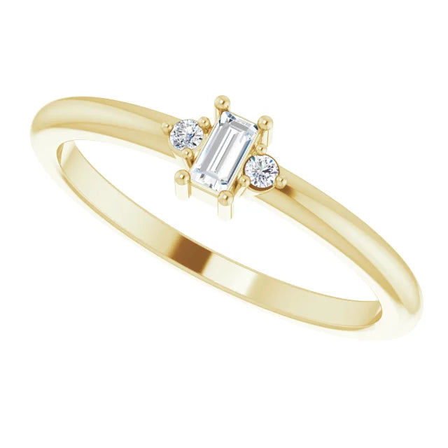 Stackable Diamond engagement ring 14K Yellow Gold