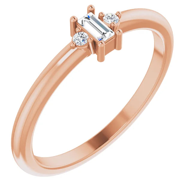 Stackable Diamond engagement ring 14K Rose Gold