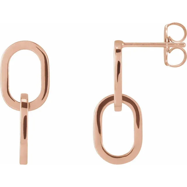 14K rose Gold Interlocking Oval Dangle Earrings