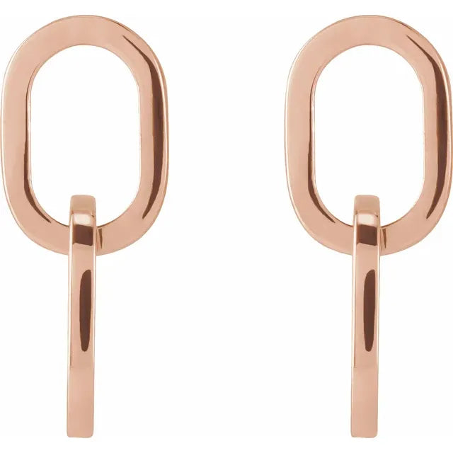 14K rose Gold Interlocking Oval Dangle Earrings zoomed